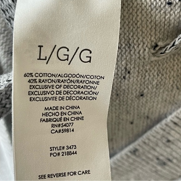 Cabi 3473 In Stitches Pullover Sweater Hooded Speckle Heather Grey L - Picture 9 of 9